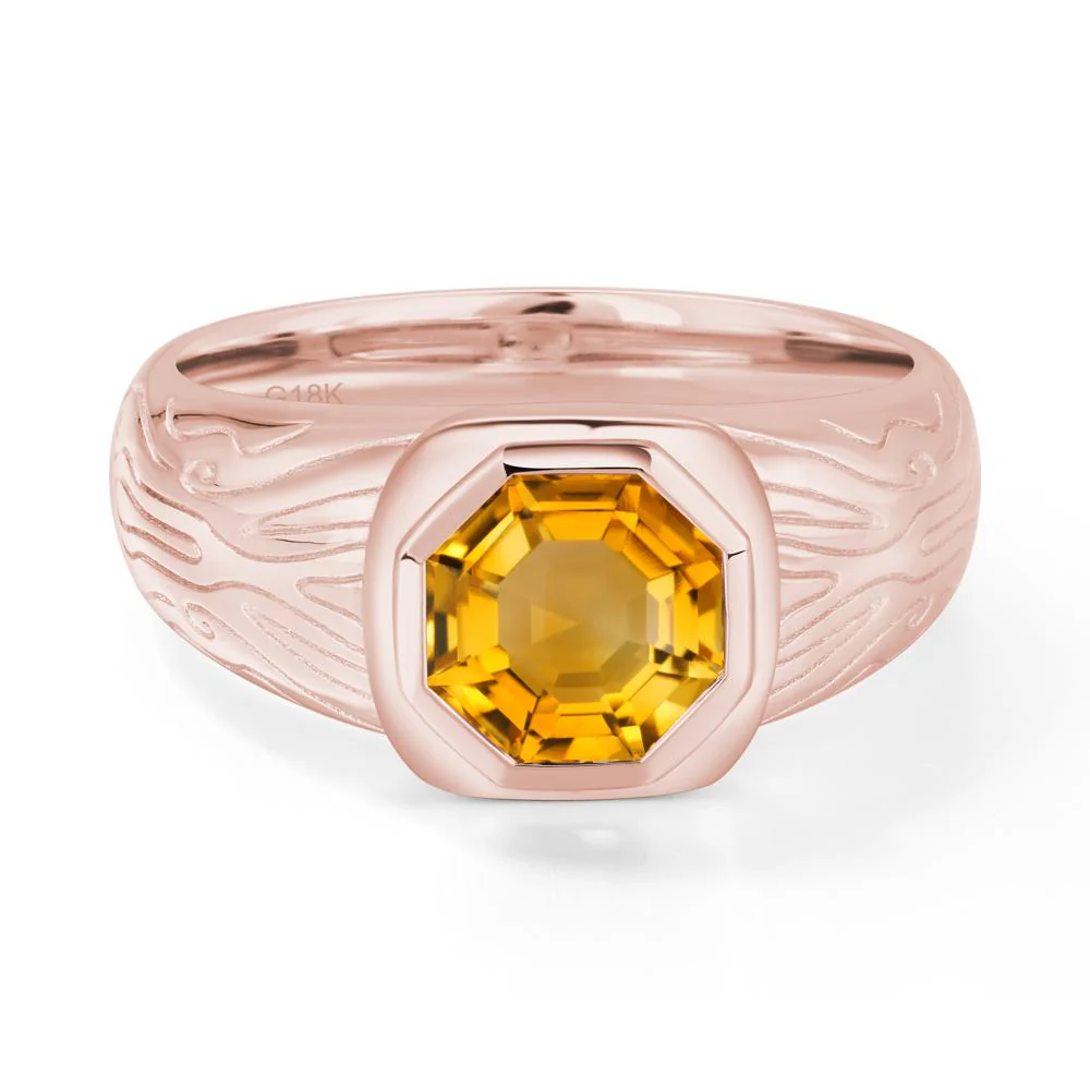 Cracked Rock Pattern Citrine Ring for Men - Image 3