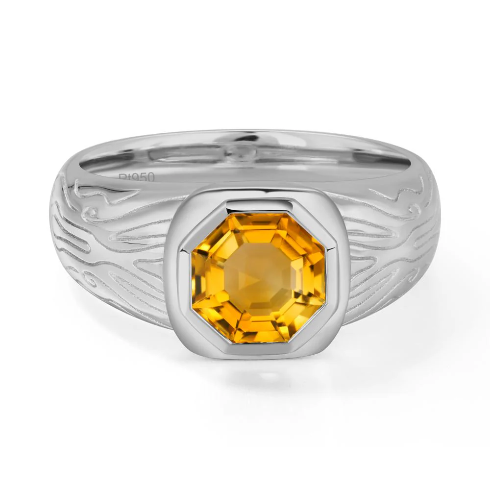 Cracked Rock Pattern Citrine Ring for Men - Image 5
