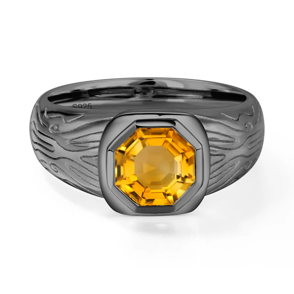 Cracked Rock Pattern Citrine Ring for Men - Image 7