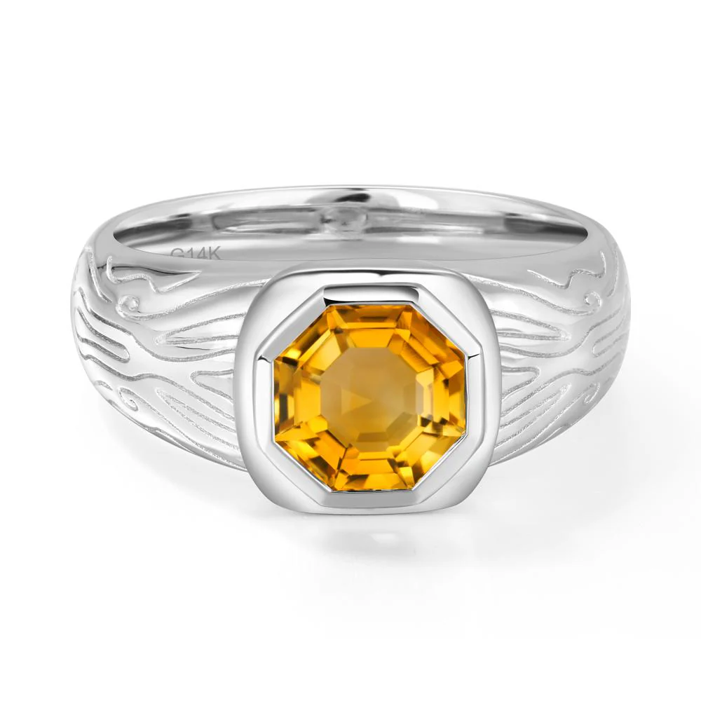 Cracked Rock Pattern Citrine Ring for Men - Image 9