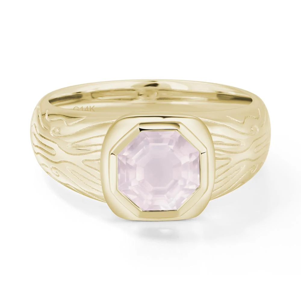 Cracked Rock Pattern Rose Quartz Ring for Men - Image 3
