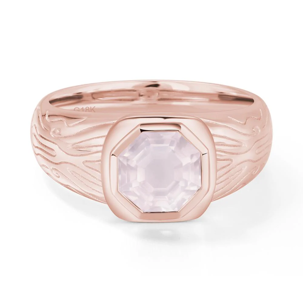 Cracked Rock Pattern Rose Quartz Ring for Men - Image 4