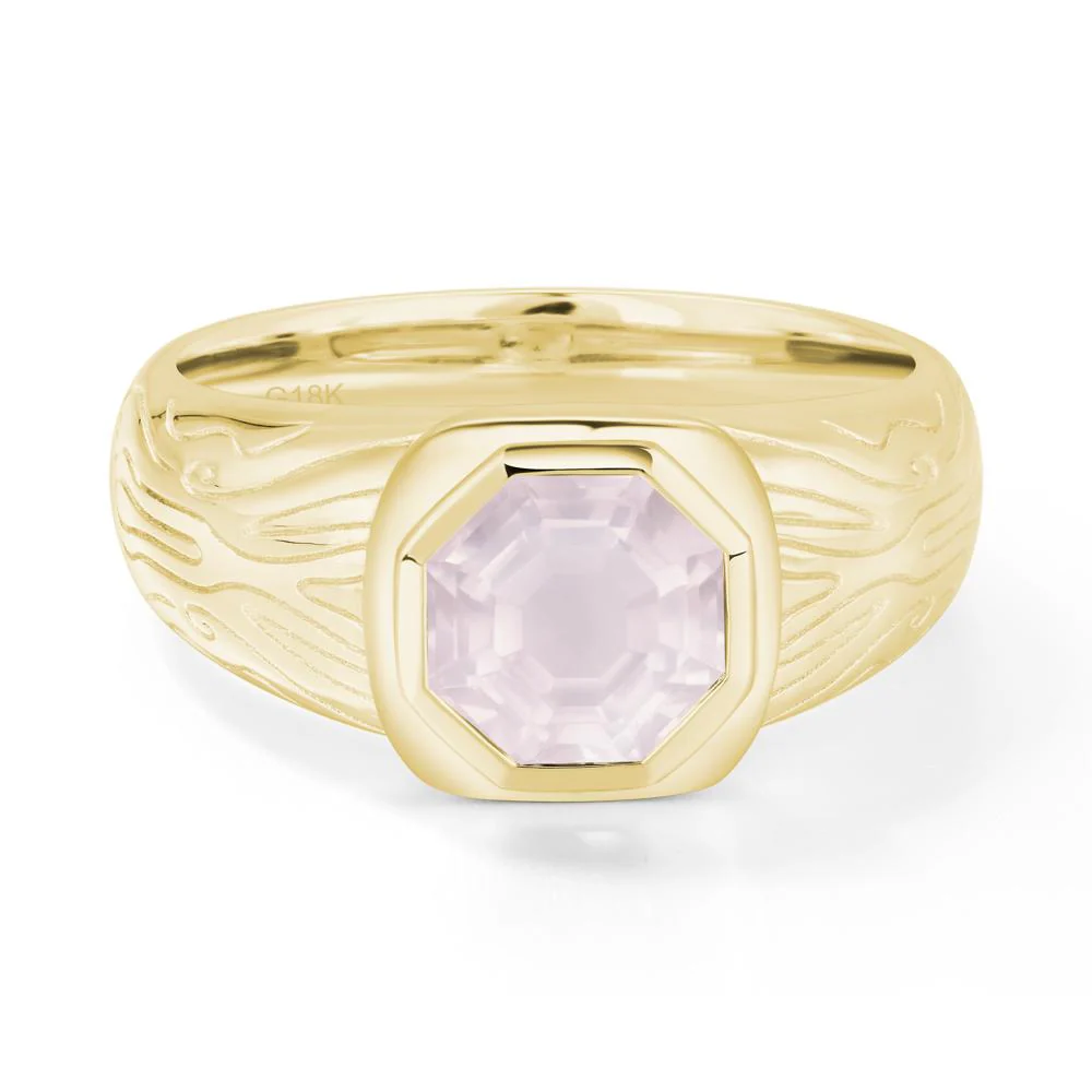 Cracked Rock Pattern Rose Quartz Ring for Men - Image 5