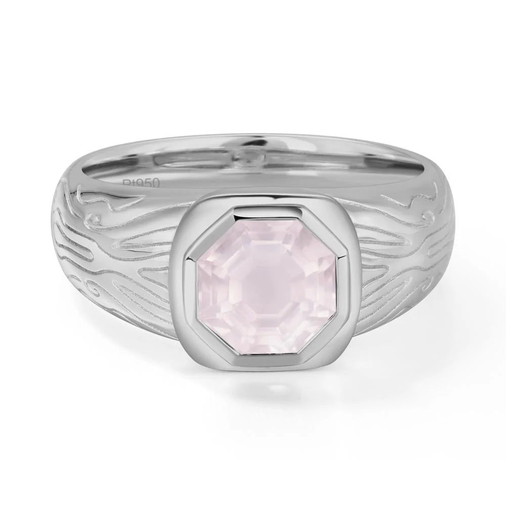 Cracked Rock Pattern Rose Quartz Ring for Men - Image 6