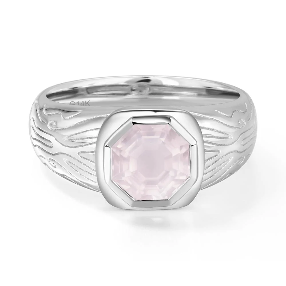 Cracked Rock Pattern Rose Quartz Ring for Men - Image 7