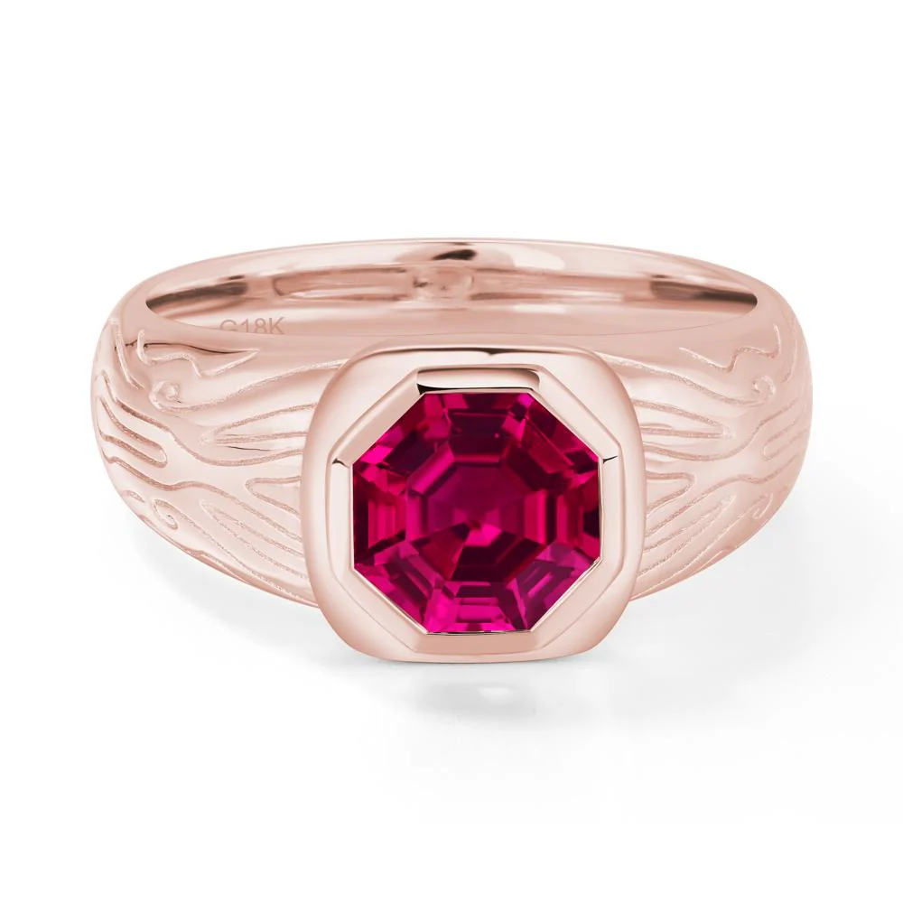 Cracked Rock Pattern Ruby Ring for Men - Image 6