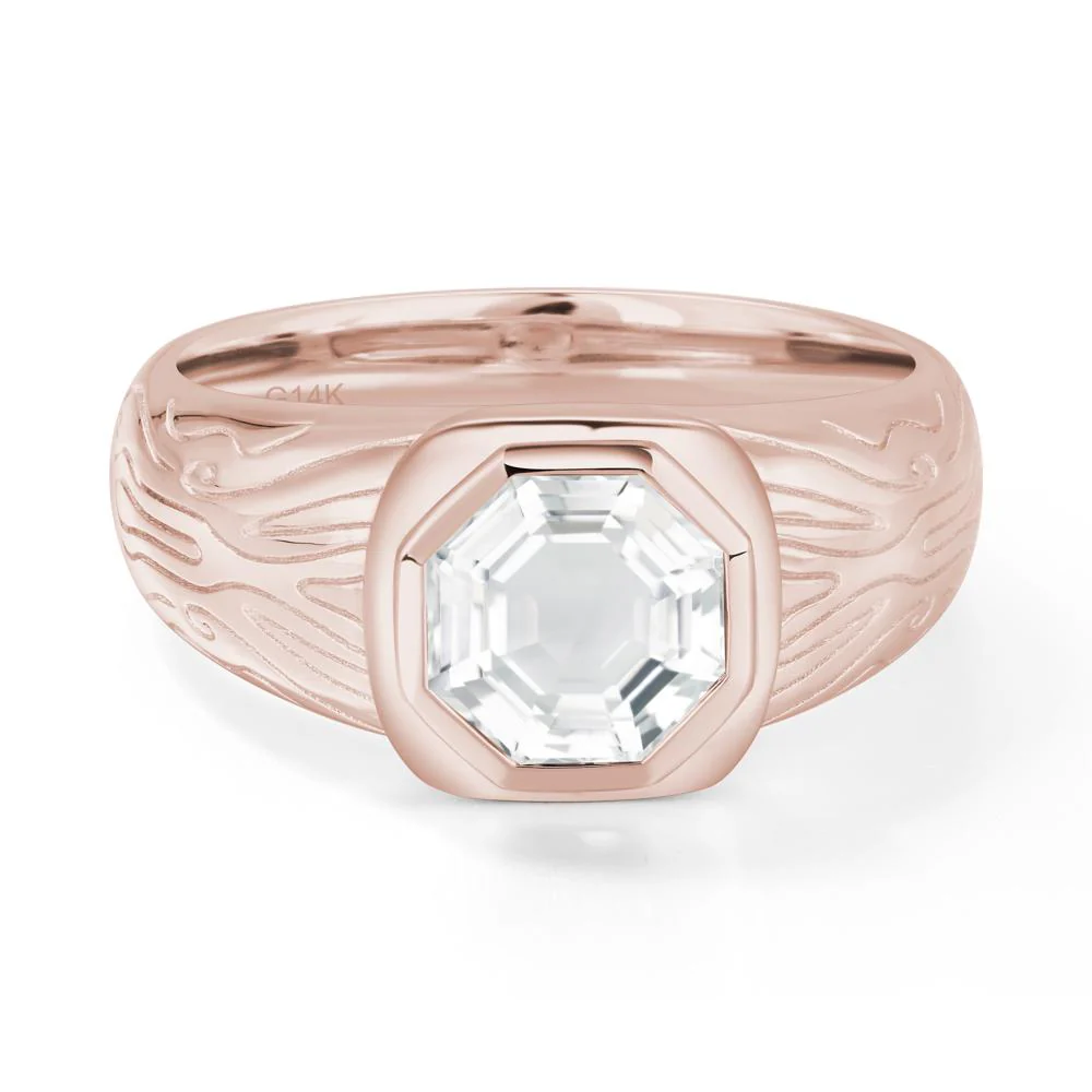 Cracked Rock Pattern White Topaz Ring for Men - Image 2
