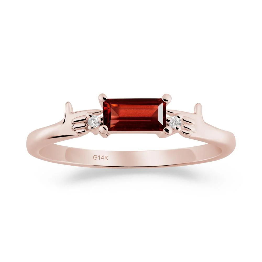 Creative Baguette Garnet Ring