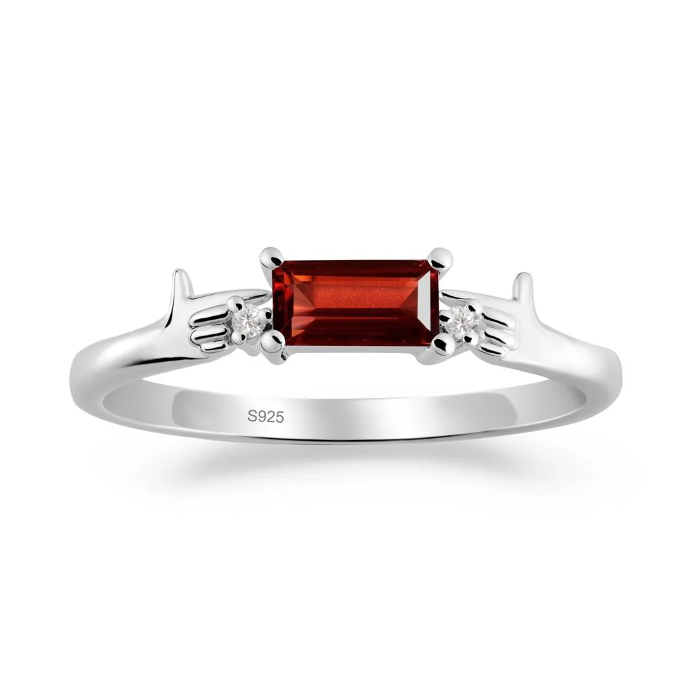 Creative Baguette Garnet Ring - Image 6