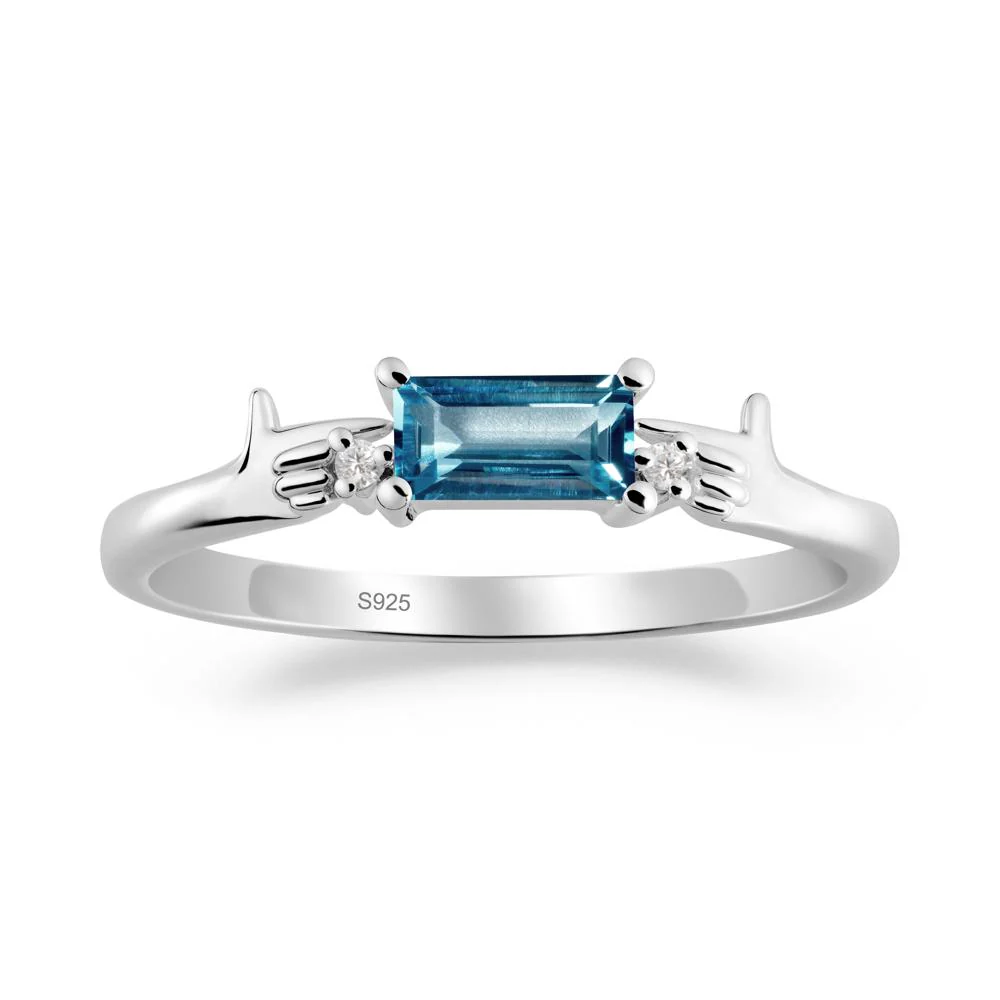 Creative Baguette London Blue Topaz Ring - Image 2