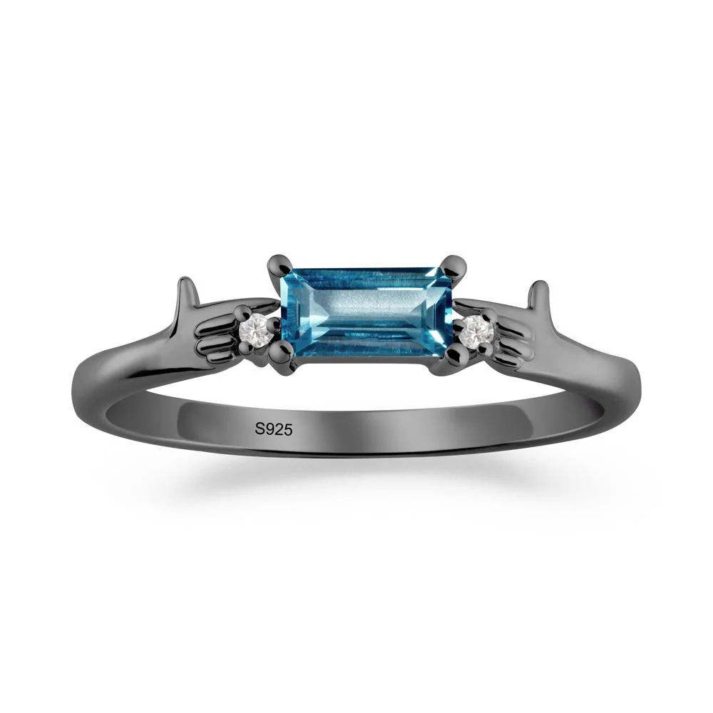 Creative Baguette London Blue Topaz Ring - Image 9