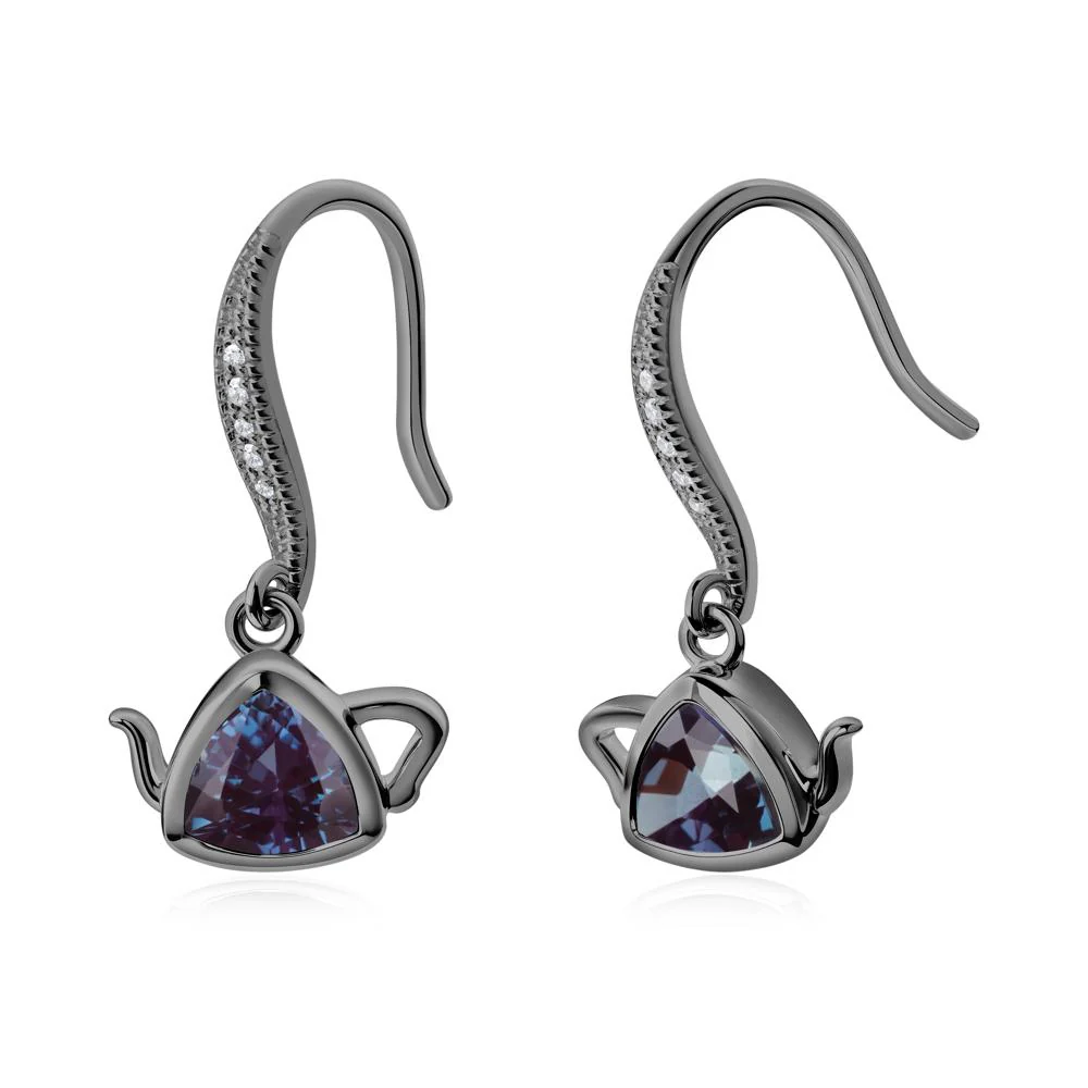 Creative Bezel Setting Alexandrite French Hook Earrings