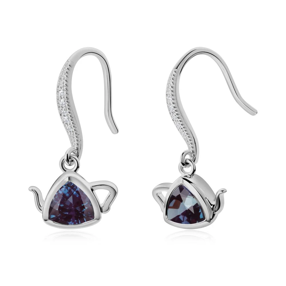 Creative Bezel Setting Alexandrite French Hook Earrings - Image 3
