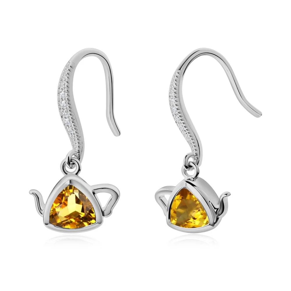 Creative Bezel Setting Citrine French Hook Earrings - Image 5