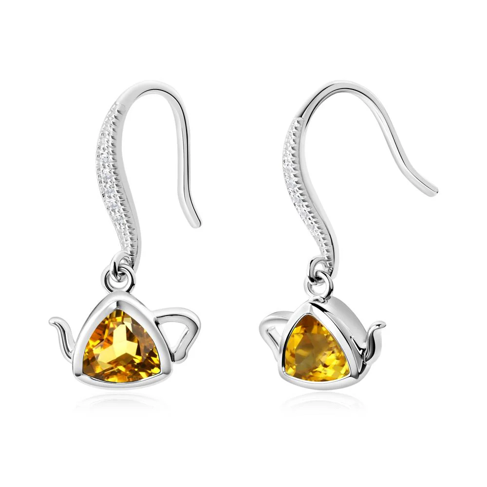 Creative Bezel Setting Citrine French Hook Earrings - Image 8