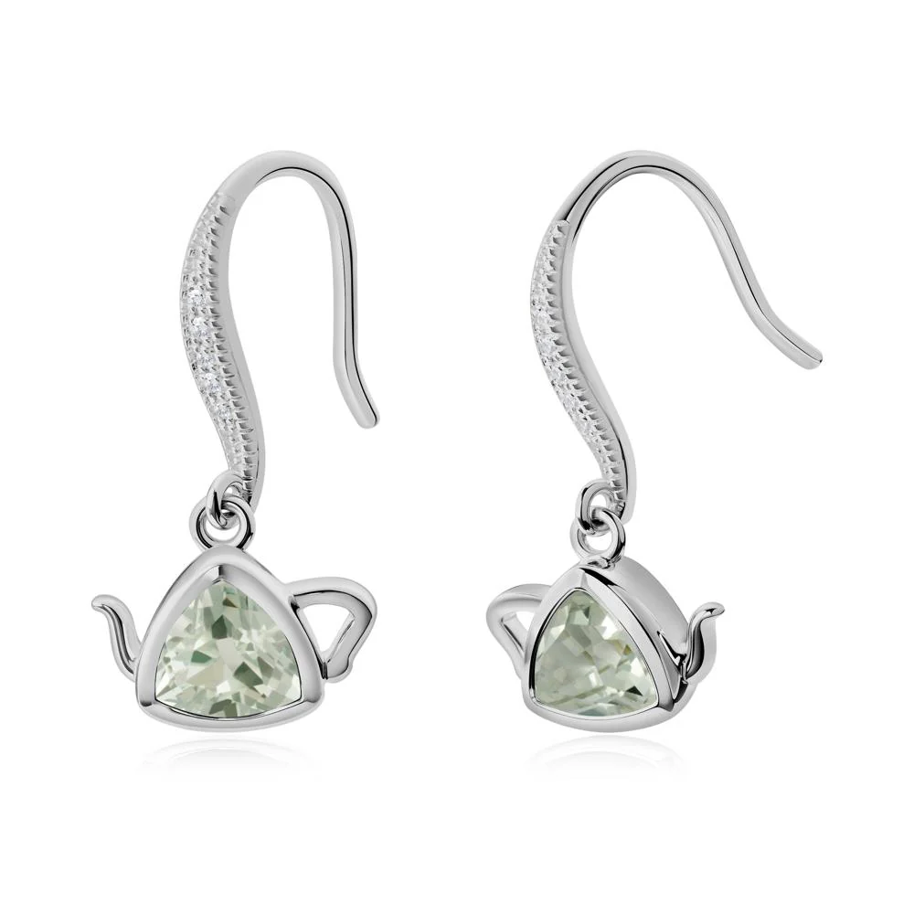 Creative Bezel Setting Green Amethyst French Hook Earrings