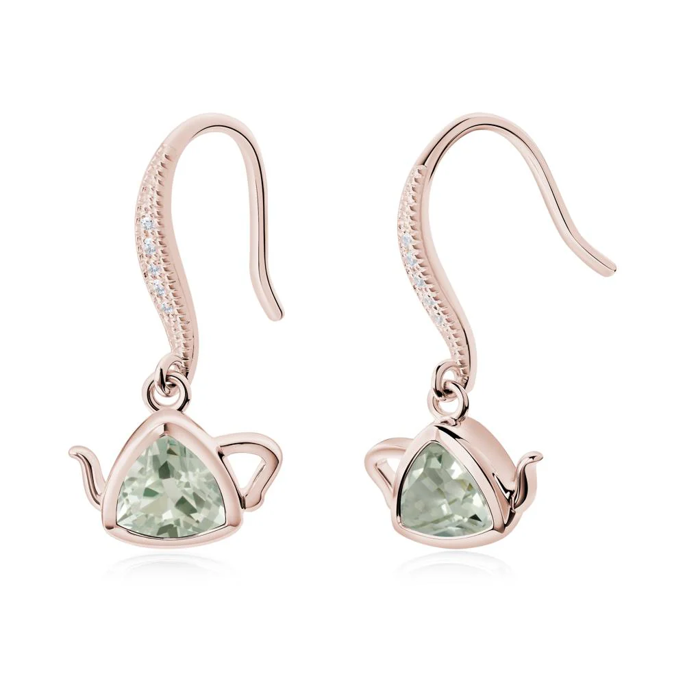 Creative Bezel Setting Green Amethyst French Hook Earrings - Image 6