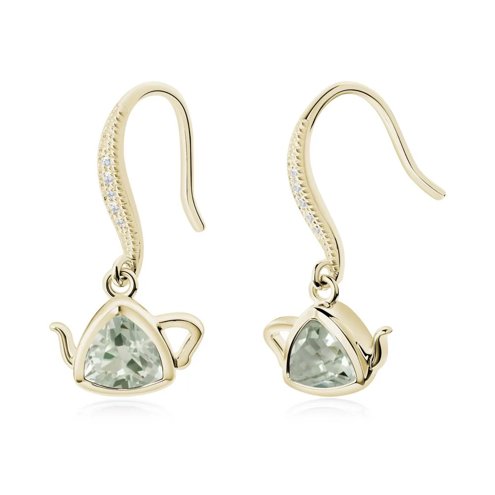 Creative Bezel Setting Green Amethyst French Hook Earrings - Image 8