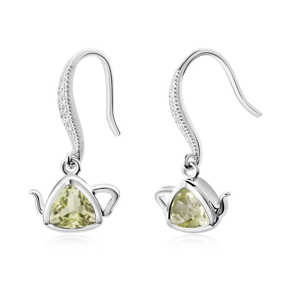 Creative Bezel Setting Lemon Quartz French Hook Earrings - Image 2