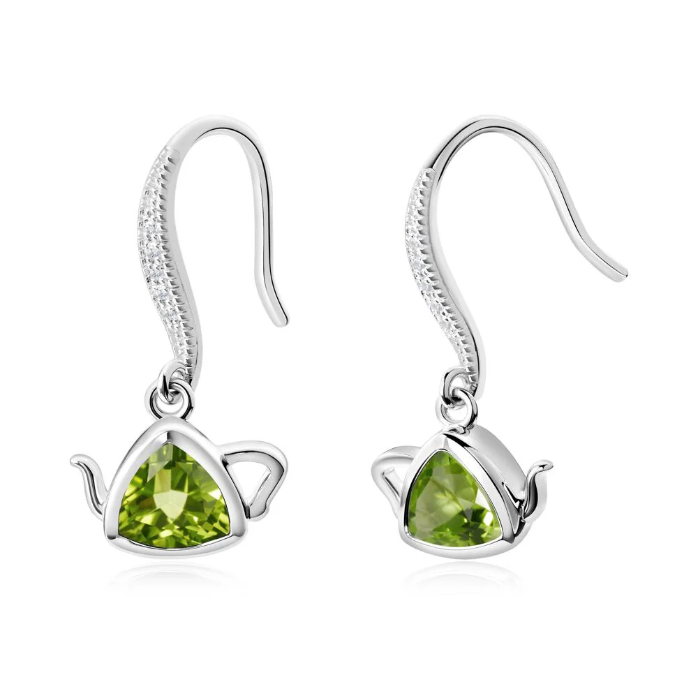 Creative Bezel Setting Peridot French Hook Earrings - Image 5