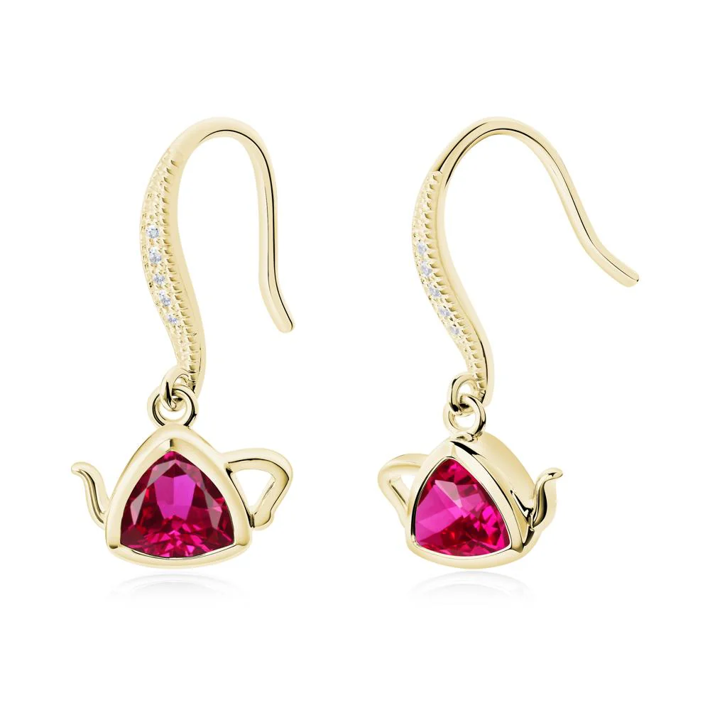 Creative Bezel Setting Ruby French Hook Earrings - Image 7