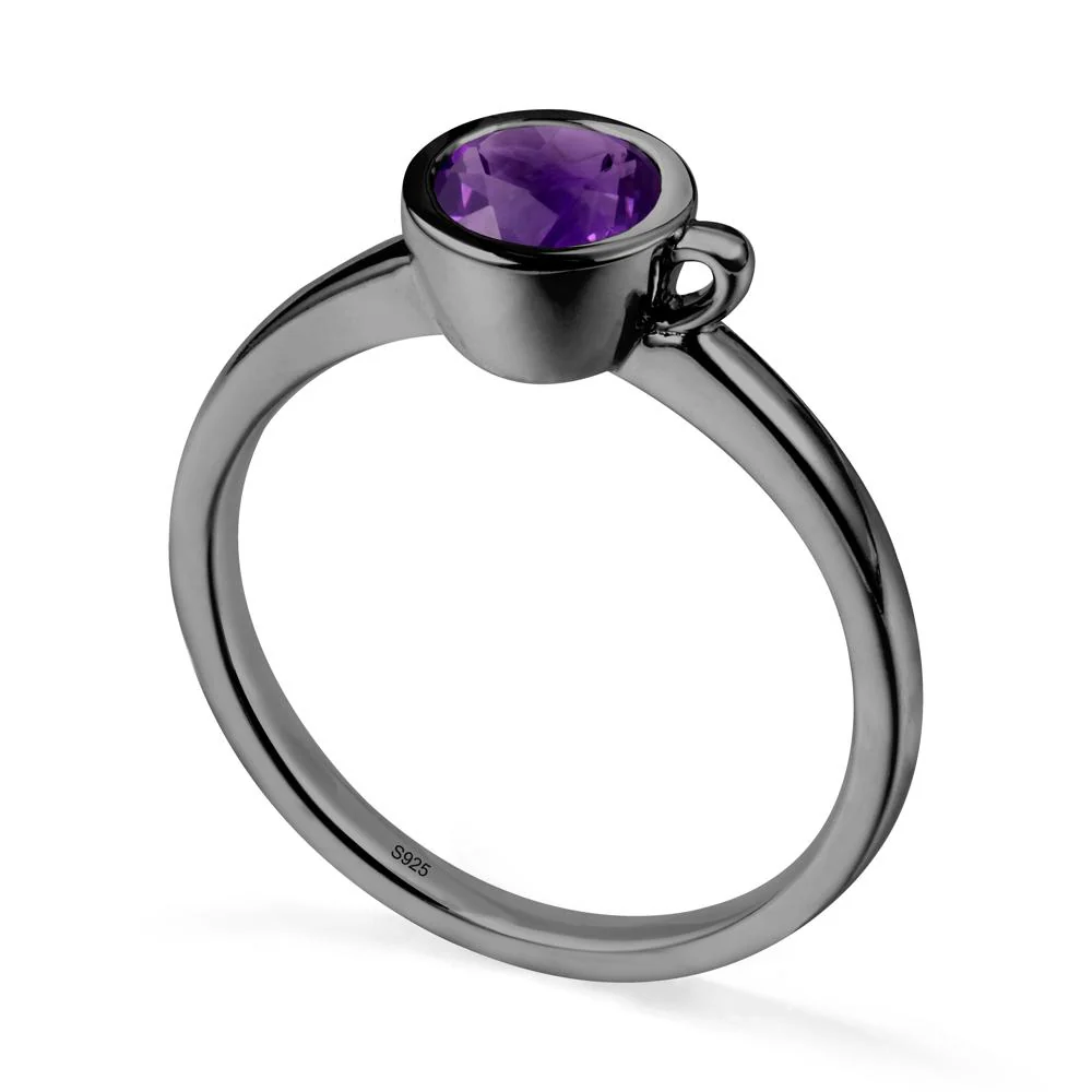 Creative Coffee Cup Inspired Amethyst Ring