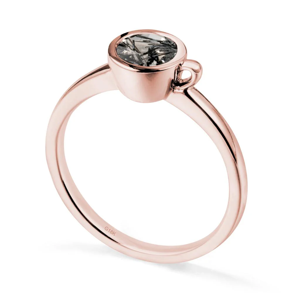 Creative Coffee Cup Inspired Black Rutilated Quartz Ring - Image 5