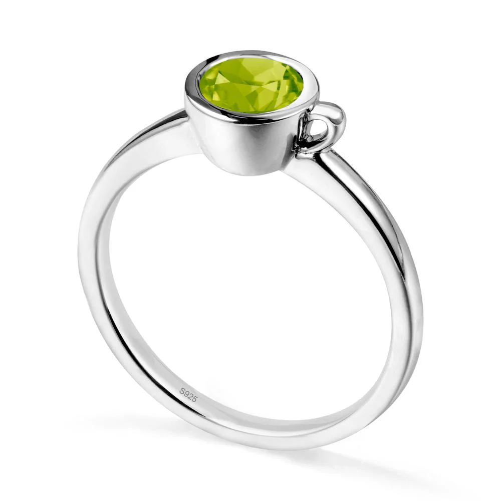 Creative Coffee Cup Inspired Peridot Ring