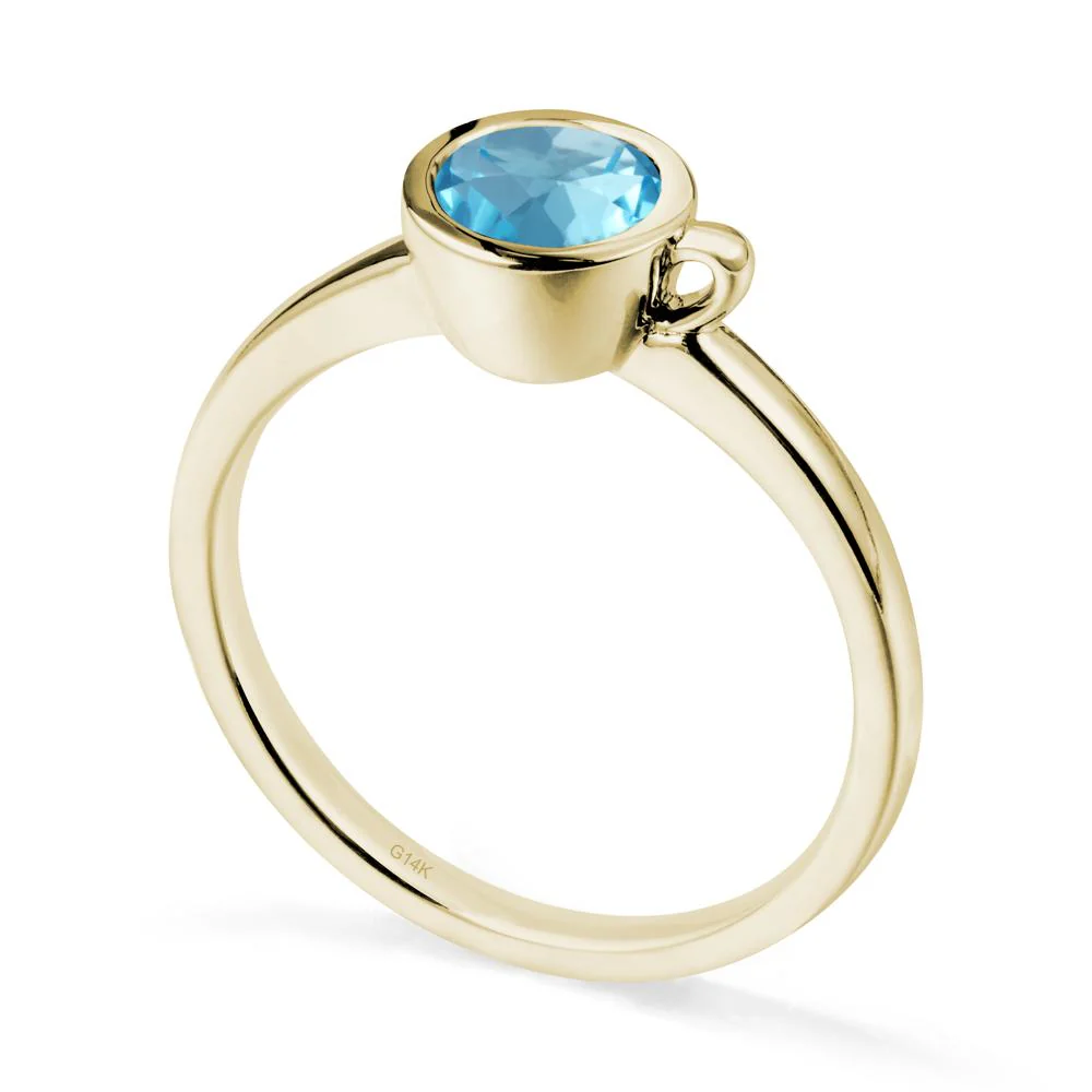 Creative Coffee Cup Inspired Swiss Blue Topaz Ring - Image 4