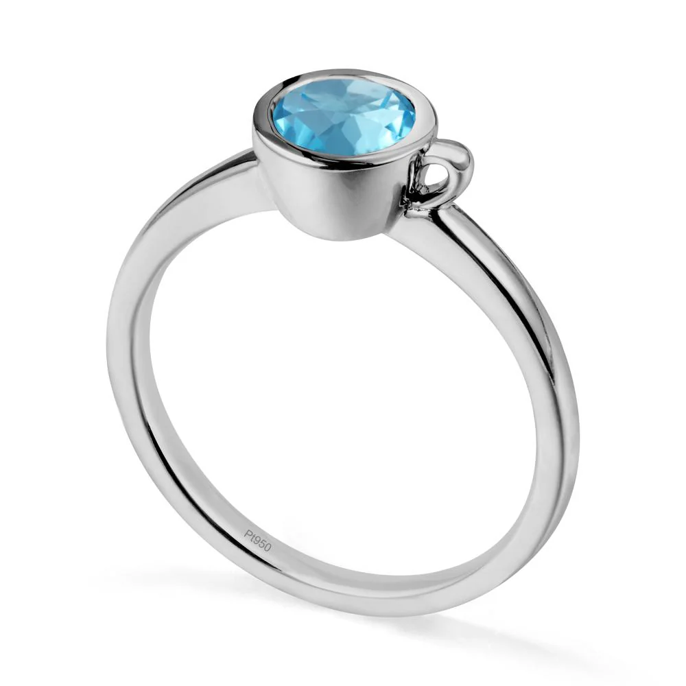 Creative Coffee Cup Inspired Swiss Blue Topaz Ring - Image 8