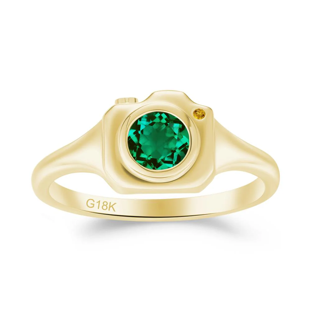 Creative Emerald and Citrine Statement Ring - Image 2