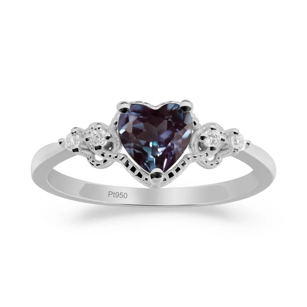 Creative Heart Shaped Alexandrite Ring - Image 6