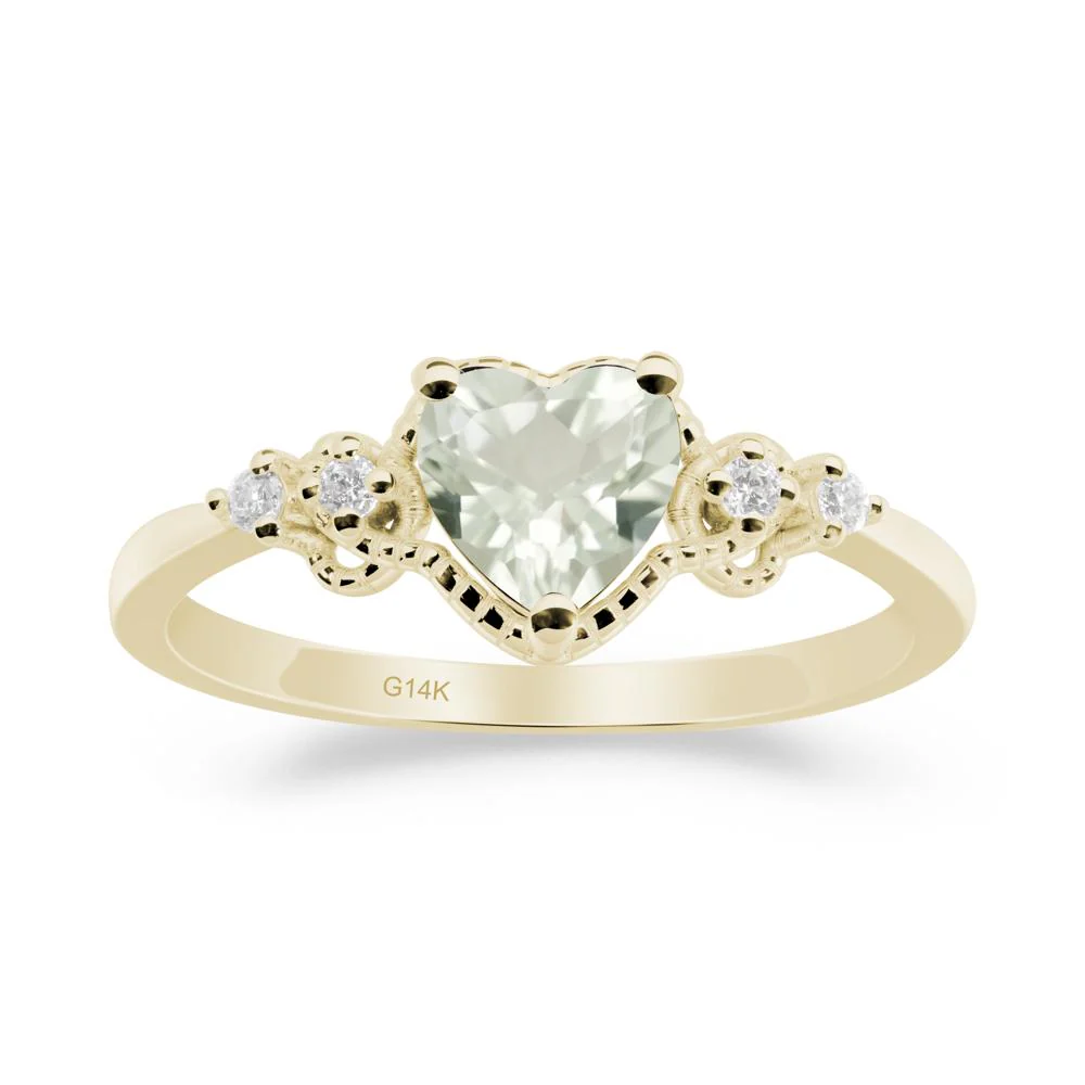 Creative Heart Shaped Green Amethyst Ring