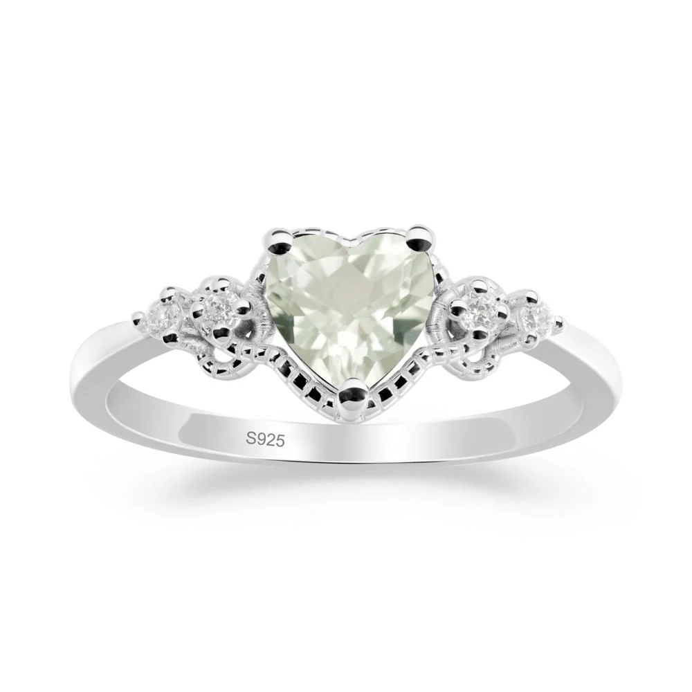 Creative Heart Shaped Green Amethyst Ring - Image 6