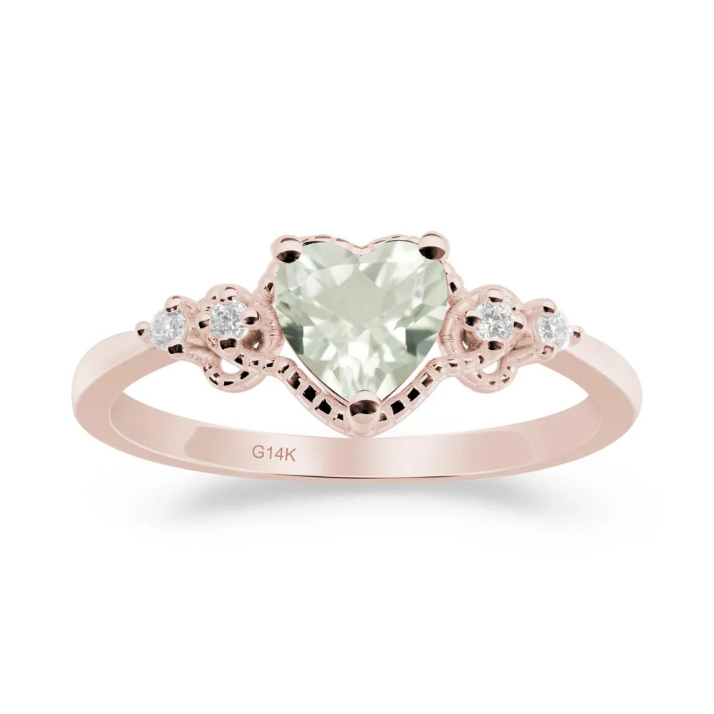 Creative Heart Shaped Green Amethyst Ring - Image 8