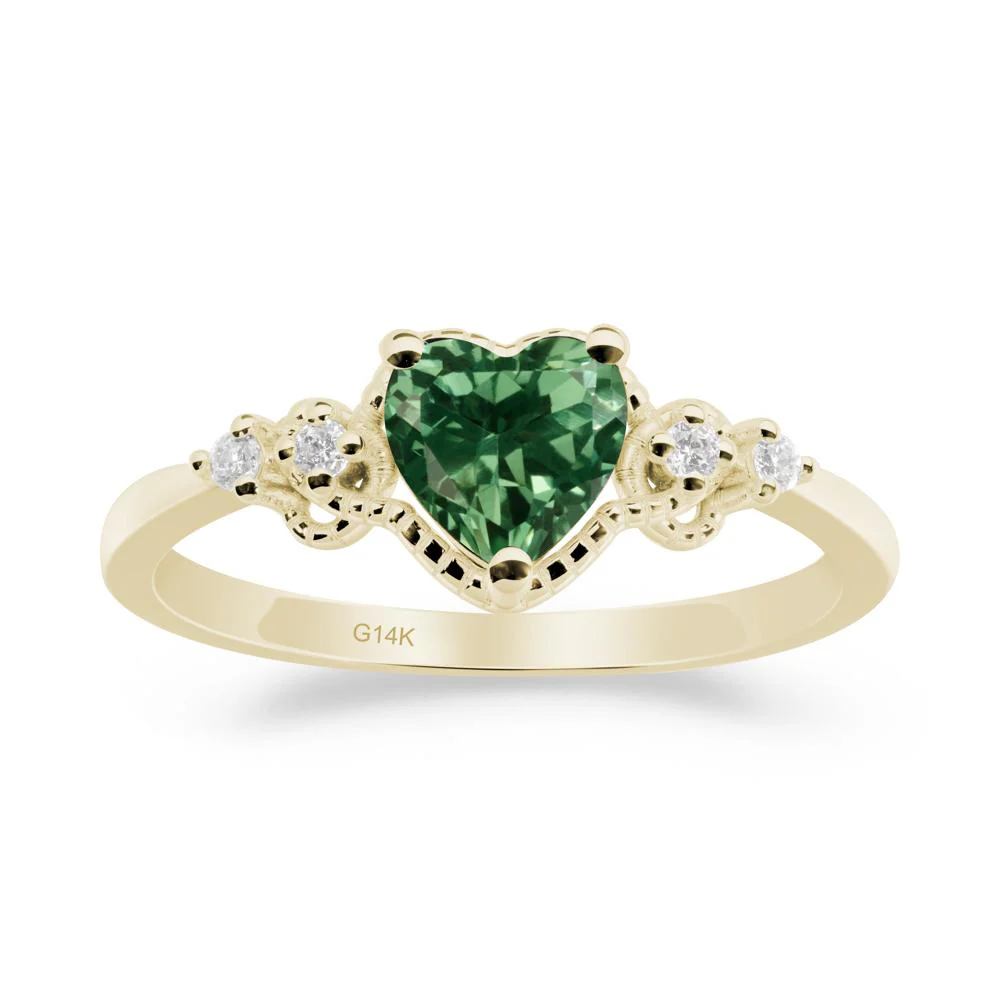 Creative Heart Shaped Green Sapphire Ring