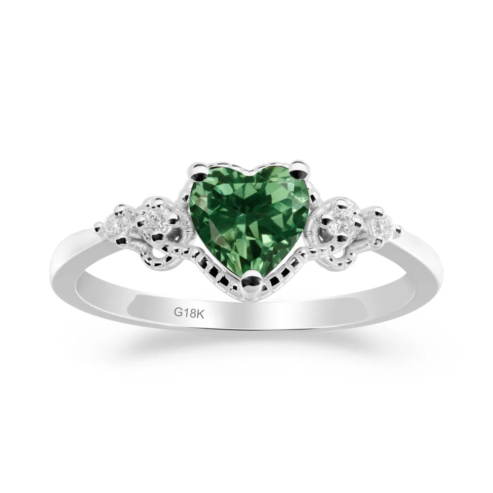 Creative Heart Shaped Green Sapphire Ring - Image 4