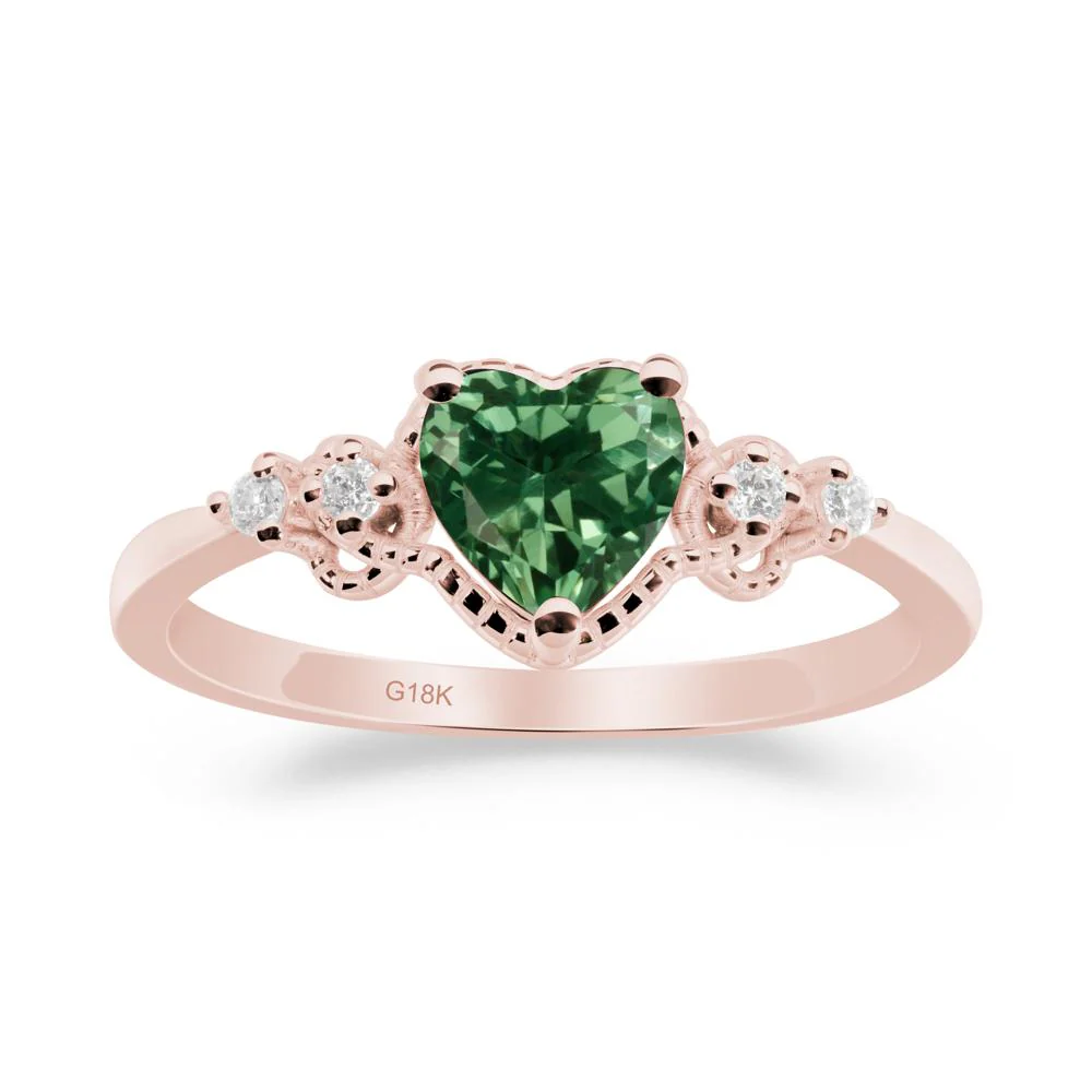Creative Heart Shaped Green Sapphire Ring - Image 5