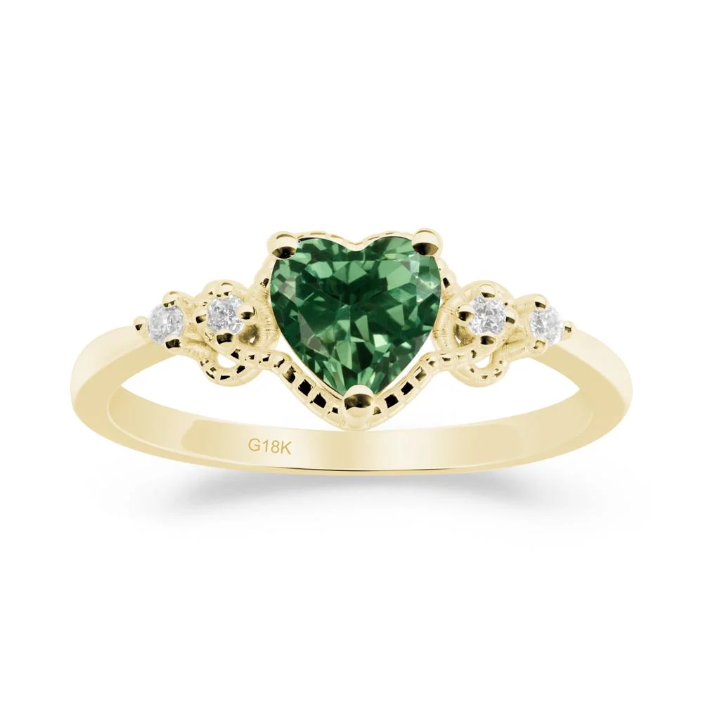 Creative Heart Shaped Green Sapphire Ring - Image 6