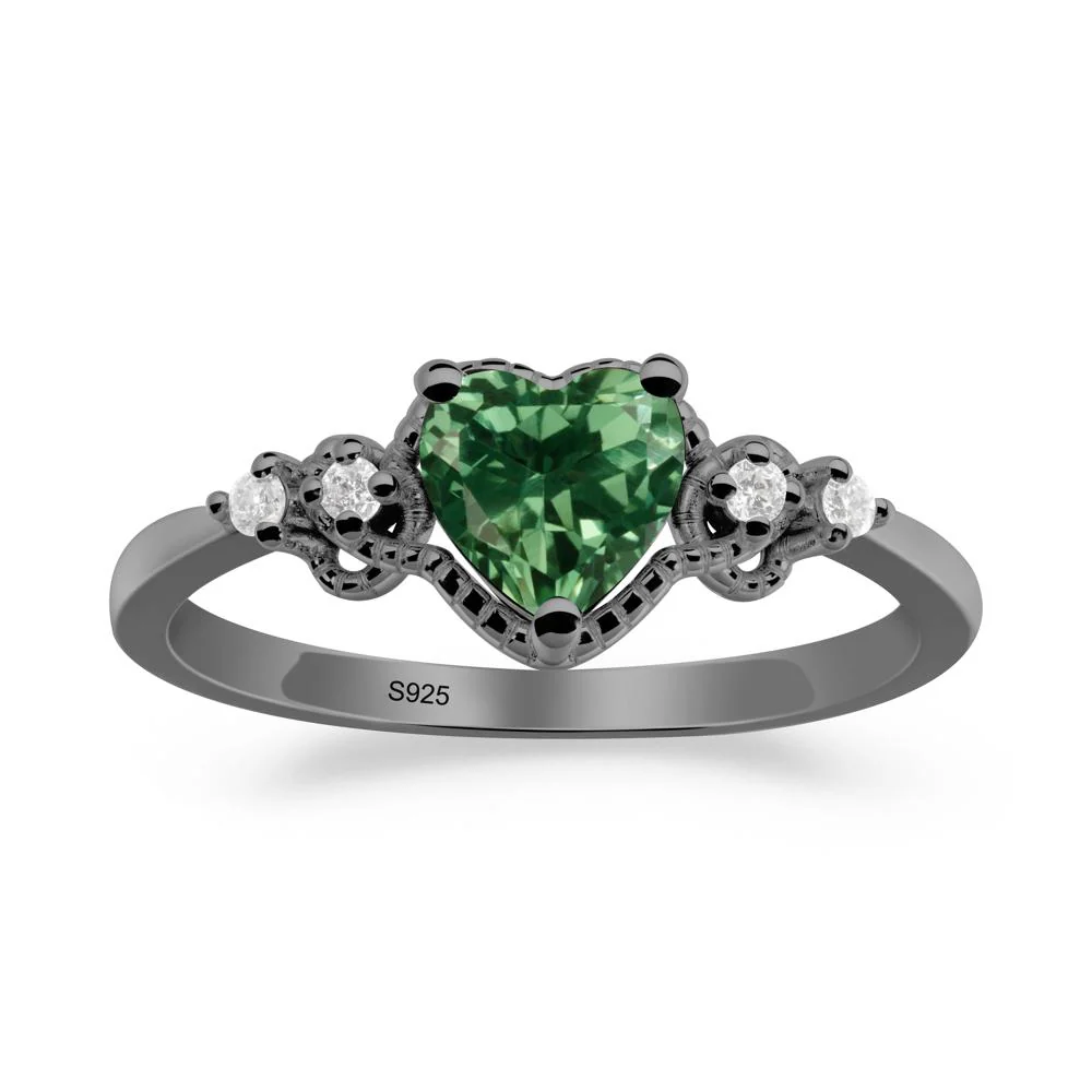 Creative Heart Shaped Green Sapphire Ring - Image 8