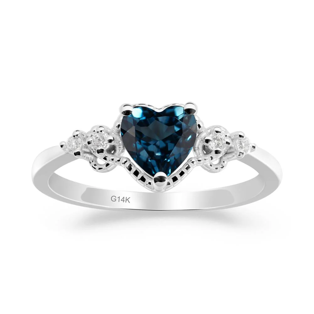 Creative Heart Shaped London Blue Topaz Ring - Image 7