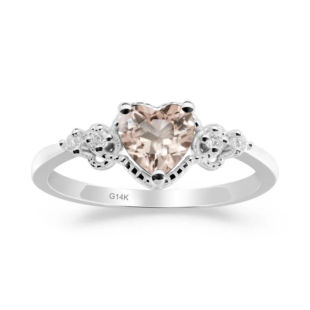 Creative Heart Shaped Morganite Ring - Image 5