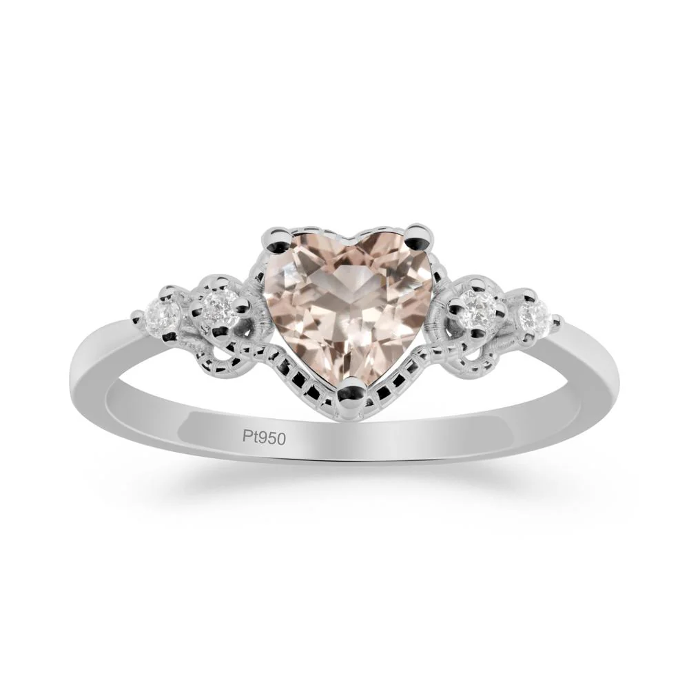 Creative Heart Shaped Morganite Ring - Image 7