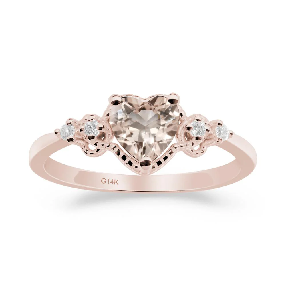 Creative Heart Shaped Morganite Ring - Image 8