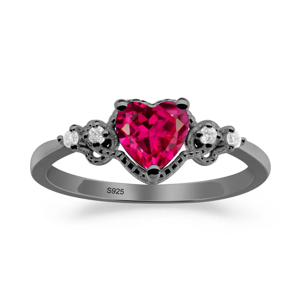 Creative Heart Shaped Ruby Ring