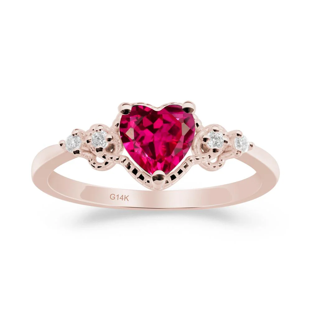 Creative Heart Shaped Ruby Ring - Image 6