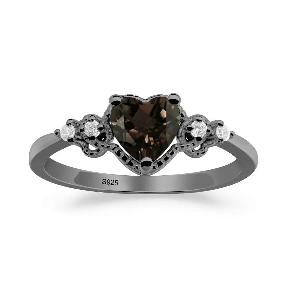 Creative Heart Shaped Smoky Quartz Ring - Image 2