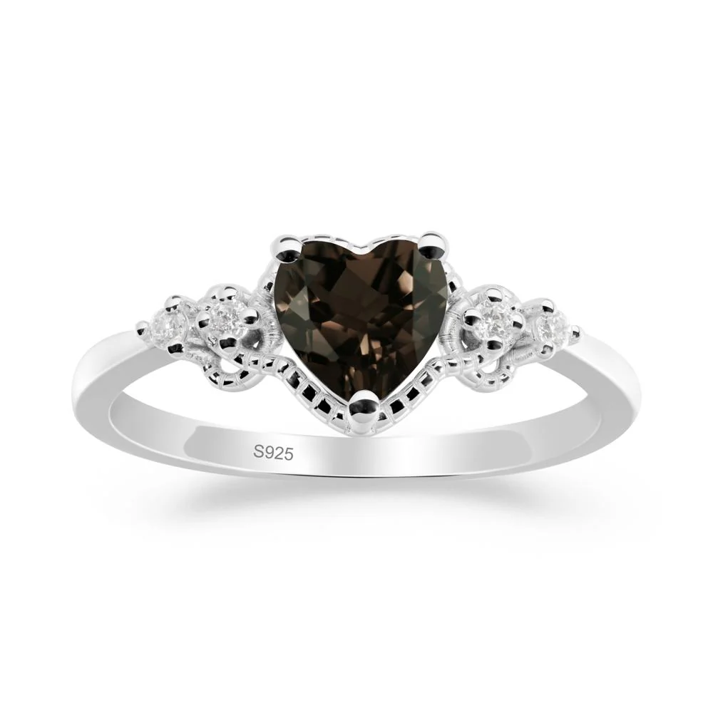 Creative Heart Shaped Smoky Quartz Ring - Image 3
