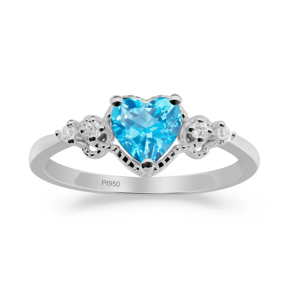 Creative Heart Shaped Swiss Blue Topaz Ring - Image 2