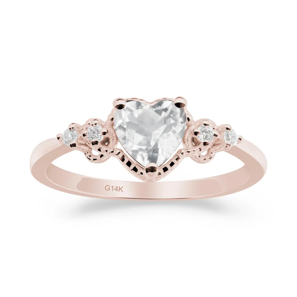 Creative Heart Shaped White Topaz Ring - Image 2
